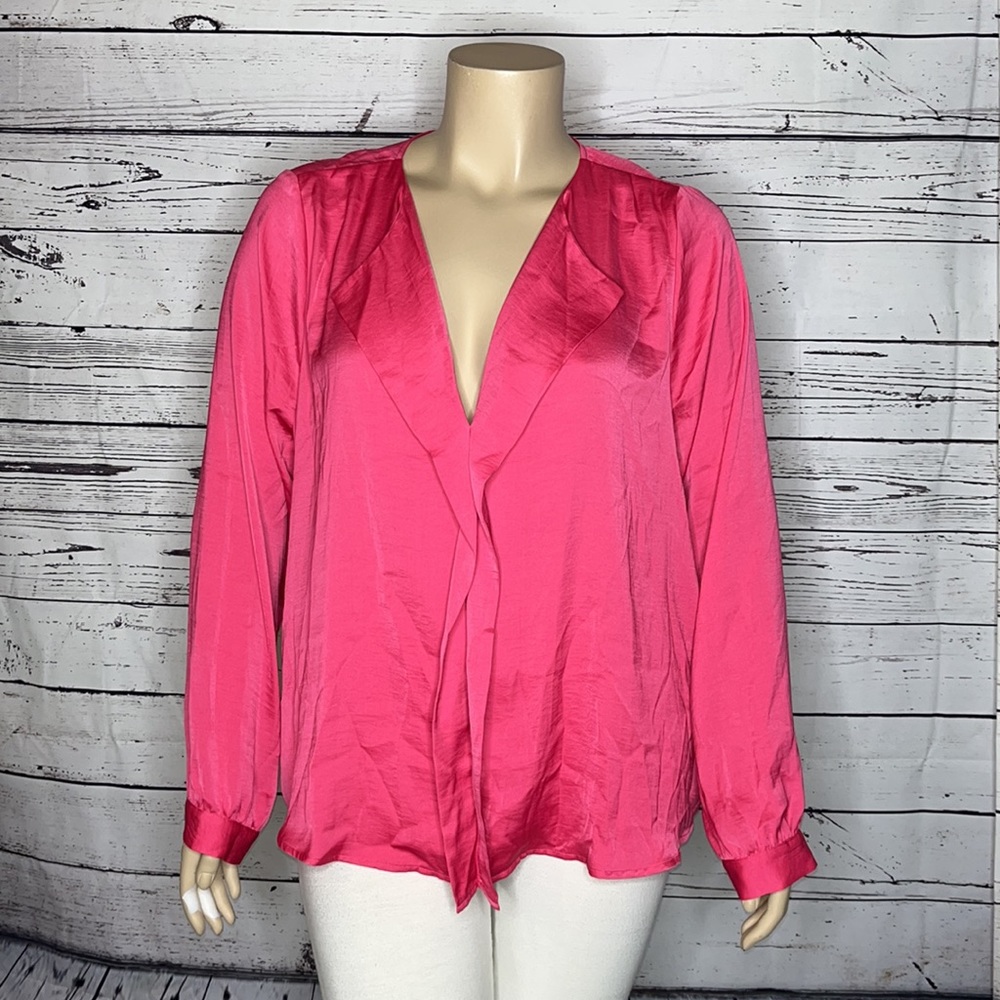 Forever 21+ NWT Plus Size 3X Pink Ruffle V-Neckline Blouse Top